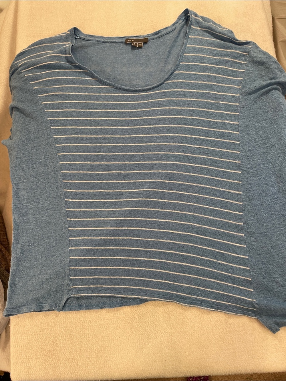 Vince Blue and White Striped Short-Sleeve Tee
